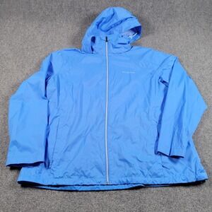Columbia Windbreaker Mens 2XL Blue Hooded Full Zip Lightweight Shell Jacket